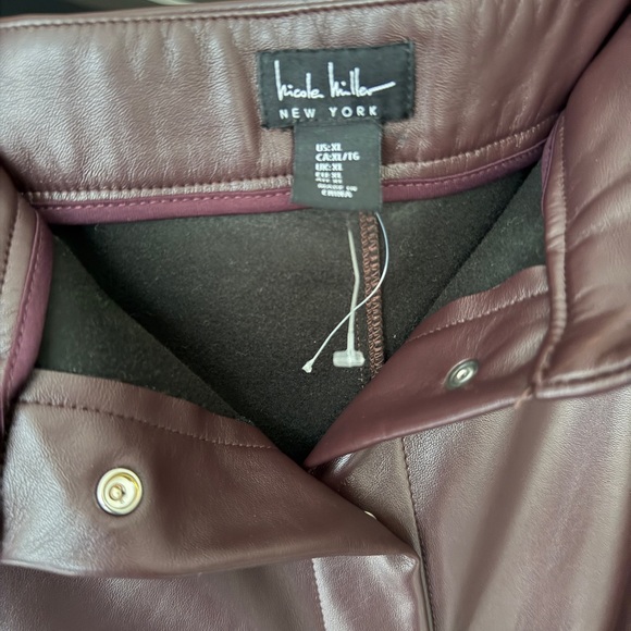 Nicole Miller Maroon Pleather A-Line Skirt - Picture 7 of 16